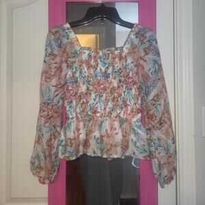 Hayden Los Angeles floral print square neck line blouse